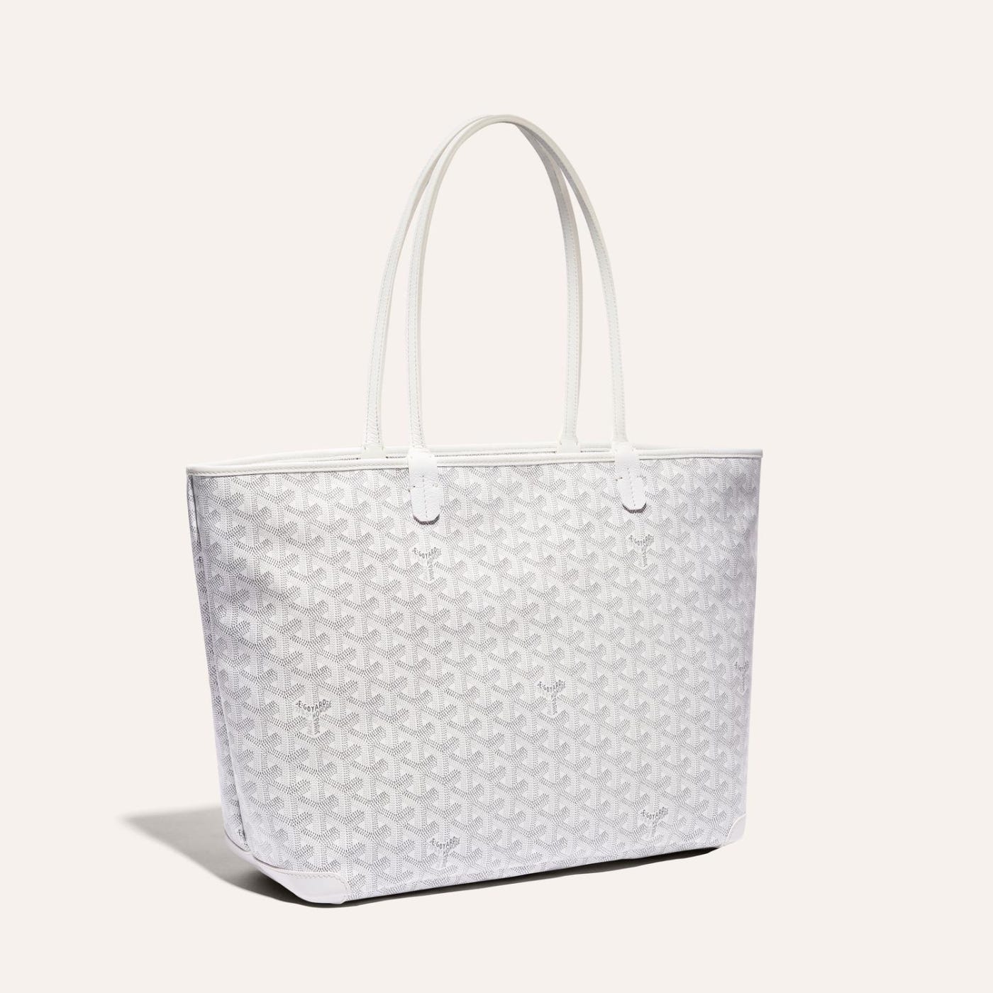 Goyard Artois Tote MM White Goyardine Canvas & Chevroches Calfskin Palladium Hardware - Image 2